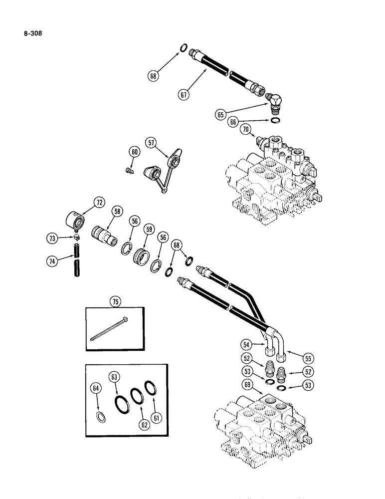 Схема запчастей Case IH 4994 - (8-308) - REMOTE HYDRAULIC ATTACHMENT, THIRD SYSTEM (CONTINUED) (08) - HYDRAULICS