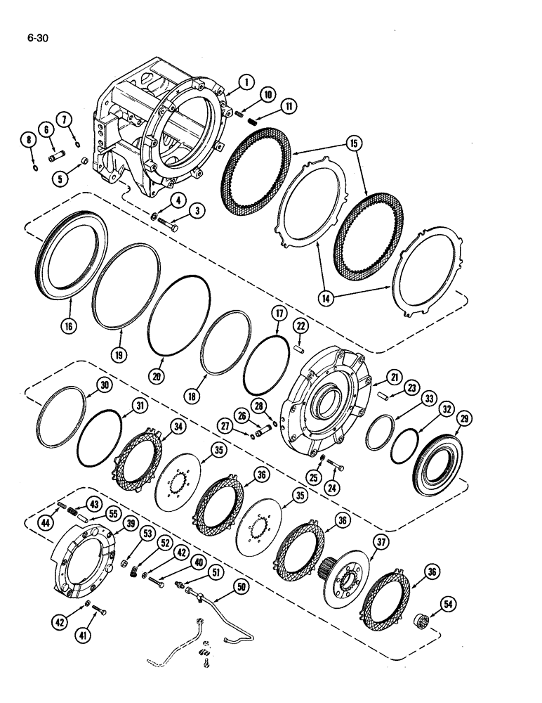 Схема запчастей Case IH 3394 - (6-30) - TRANSMISSION, (C1) AND (C4) CLUTCHES (06) - POWER TRAIN