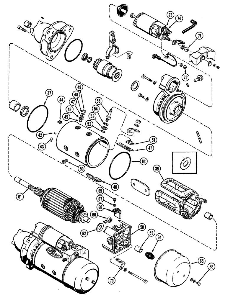 Схема запчастей Case IH 2290 - (4-136) - A162469 STARTER ASSEMBLY, P.I.N. 9907663 AND AFTER (04) - ELECTRICAL SYSTEMS