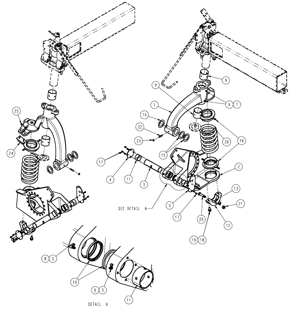 Схема запчастей Case IH SPX3310 - (04-014) - STRUT GROUP, RIGHT Suspension & Frame