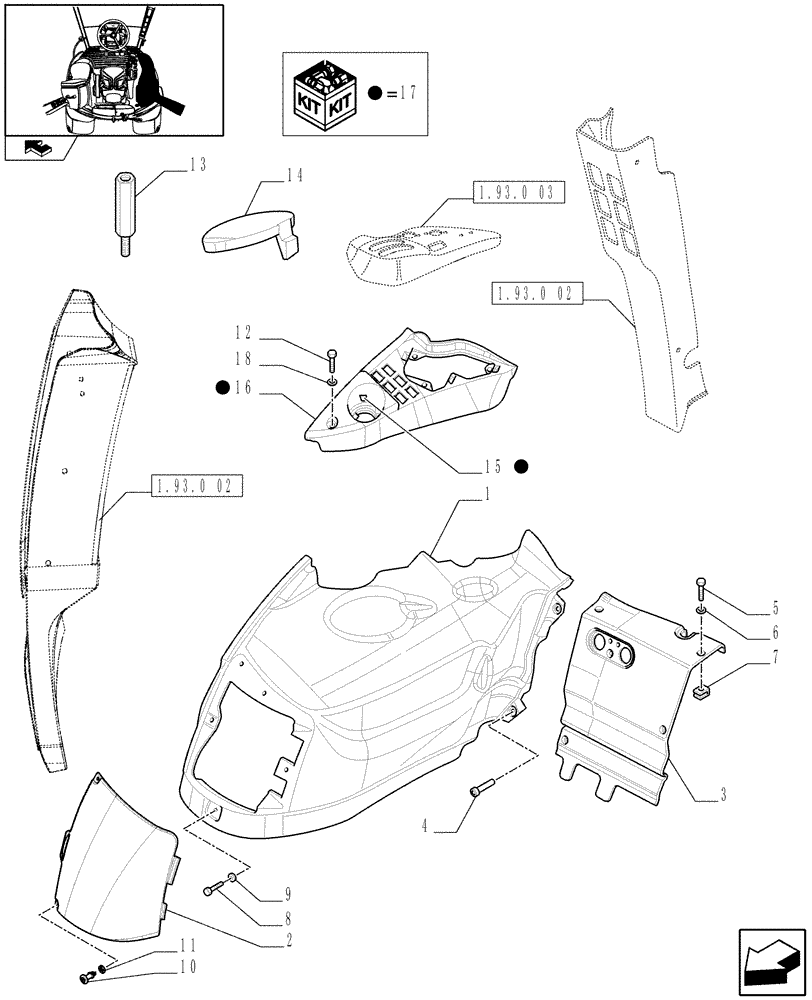 Схема запчастей Case IH PUMA 155 - (1.93.0/01) - ELECTROHYDRAULIC REAR REMOTE CONTROL VALVES - CONTROLS COVER - RH (VAR.330856-330862-338851) (10) - OPERATORS PLATFORM/CAB