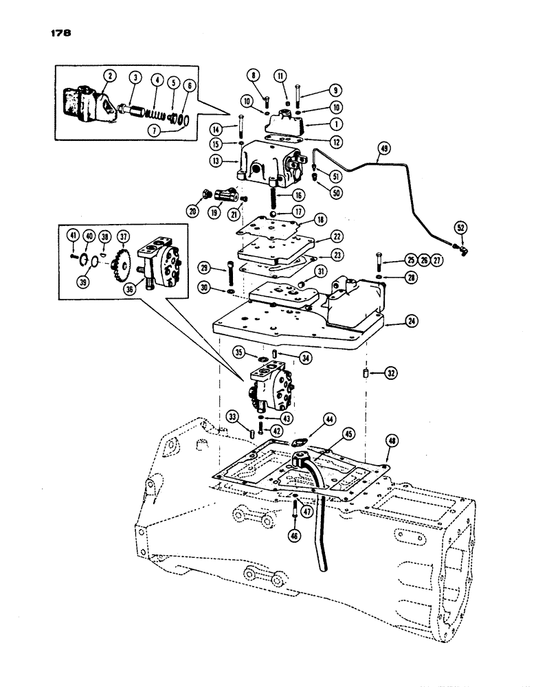 Схема запчастей Case IH 430 - (178) - CASE-O-MATIC, PUMP AND VALVE ADAPTER HOUSING, PRIOR TO S/N 8262800 (06) - POWER TRAIN