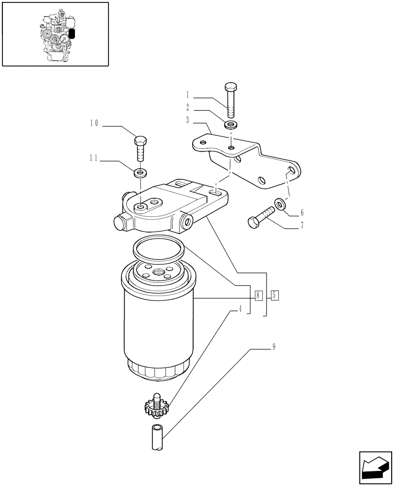 Схема запчастей Case IH JX1070C - (0.20.0) - FUEL FILTER (01) - ENGINE