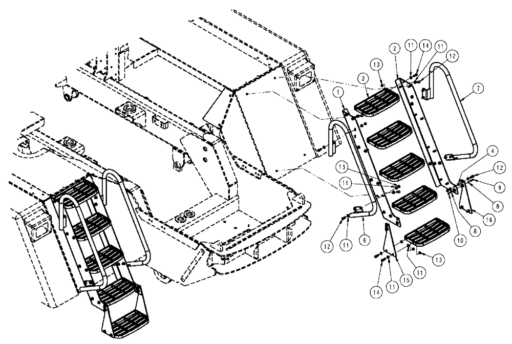 Схема запчастей Case IH TITAN 4520 - (04-013) - LADDER GROUP, FRONT Frame & Suspension