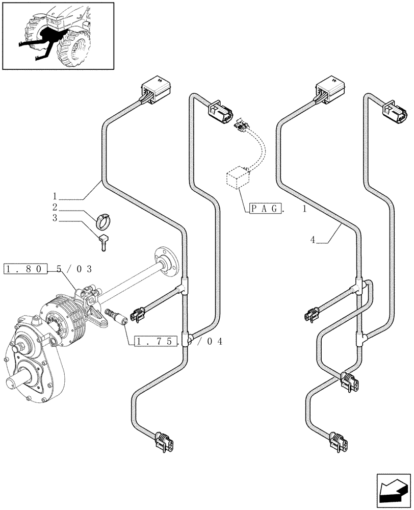 Схема запчастей Case IH MAXXUM 140 - (1.75.4/06[02]) - INTEGRATED FRONT HPL - HARNESS - D6519 (VAR.333648-334648-335648-336831-337831) (06) - ELECTRICAL SYSTEMS