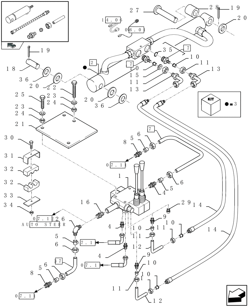 Схема запчастей Case IH LBX432S - (07.10[01]) - BALE EJECT CONTROLE AND BALE CHUTE (07) - HYDRAULIC SYSTEM