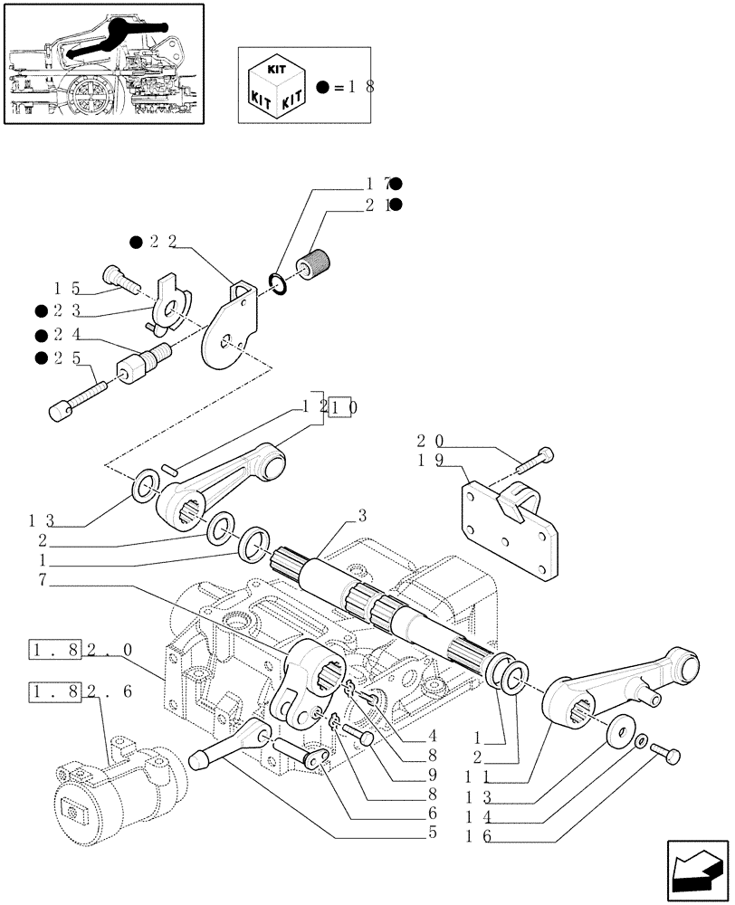 Схема запчастей Case IH MAXXUM 110 - (1.82.8/03) - EDC WITH TWO EXTERNAL CYLINDERS (50MM.) - LIFTER, ROCK SHAFT AND ASSOCIATES (VAR.330841) (07) - HYDRAULIC SYSTEM