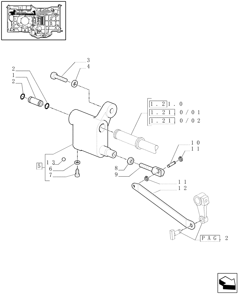 Схема запчастей Case IH MAXXUM 110 - (1.80.1/04[03]) - SYNCHRONIZED POWER TAKE-OFF - SUPPORT ASSEMBLY WITH VALVE (VAR.330802-331802-332802) (07) - HYDRAULIC SYSTEM