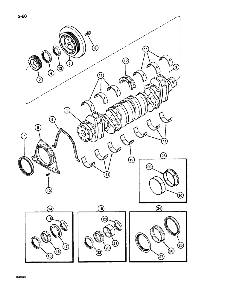 Схема запчастей Case IH 9240 - (2-060) - CRANKSHAFT, 6TA-830 ENGINE (02) - ENGINE