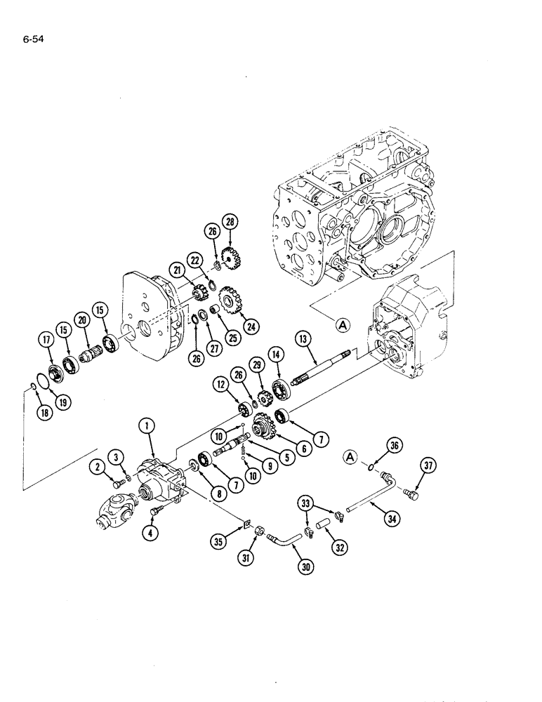 Схема запчастей Case IH 1120 - (6-54) - MFD PTO DRIVE GEARS, HYDROSTATIC TRANSMISSION (06) - POWER TRAIN