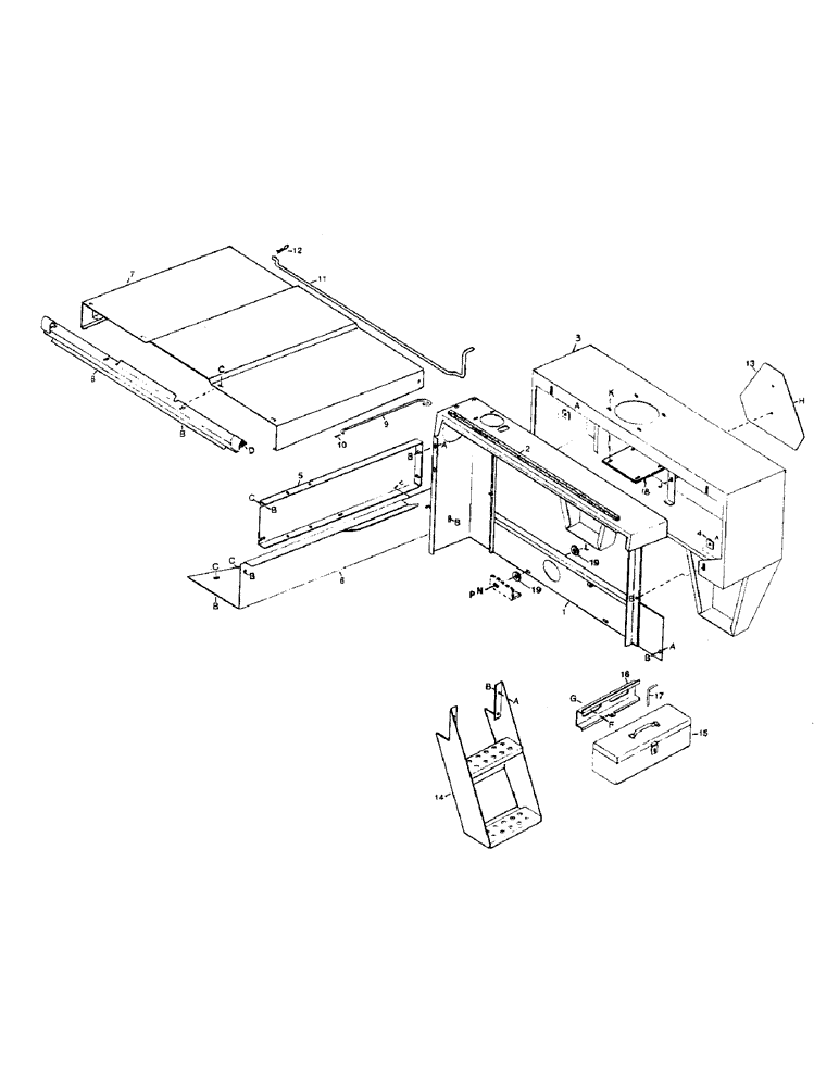 Схема запчастей Case IH 6500 - (9-14) - SHEET METAL, LADDER AND TOOL BOX (09) - CHASSIS