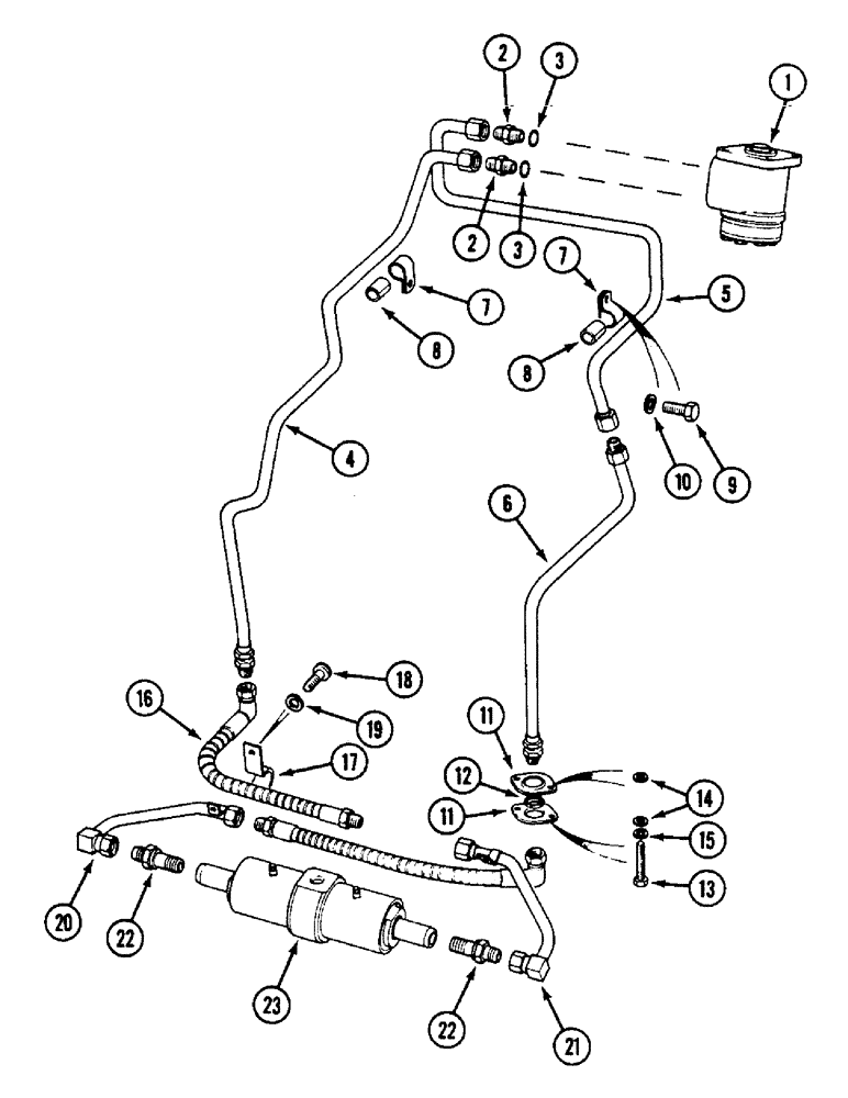 Схема запчастей Case IH 1594 - (5-102) - STEERING CYLINDER AND TUBES, TWO-WHEEL DRIVE TRACTORS WITHOUT CAB (05) - STEERING