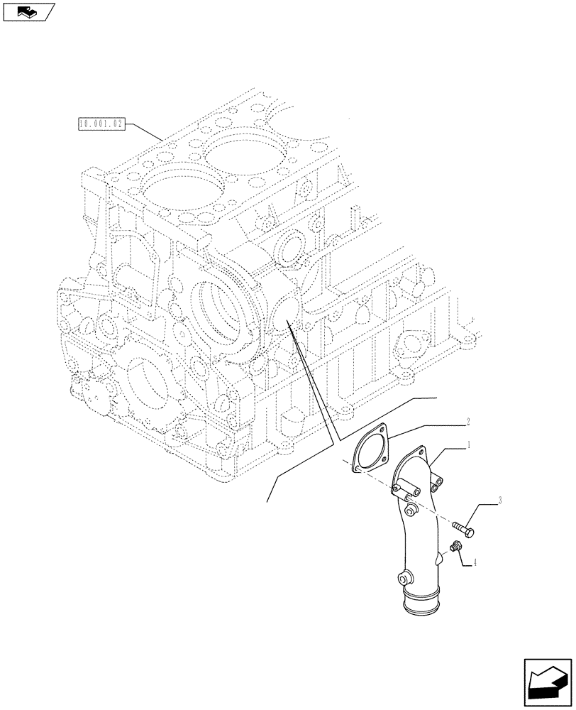 Схема запчастей Case IH F3BFA613B E002 - (10.402.03) - WATER PUMP PIPES (10) - ENGINE