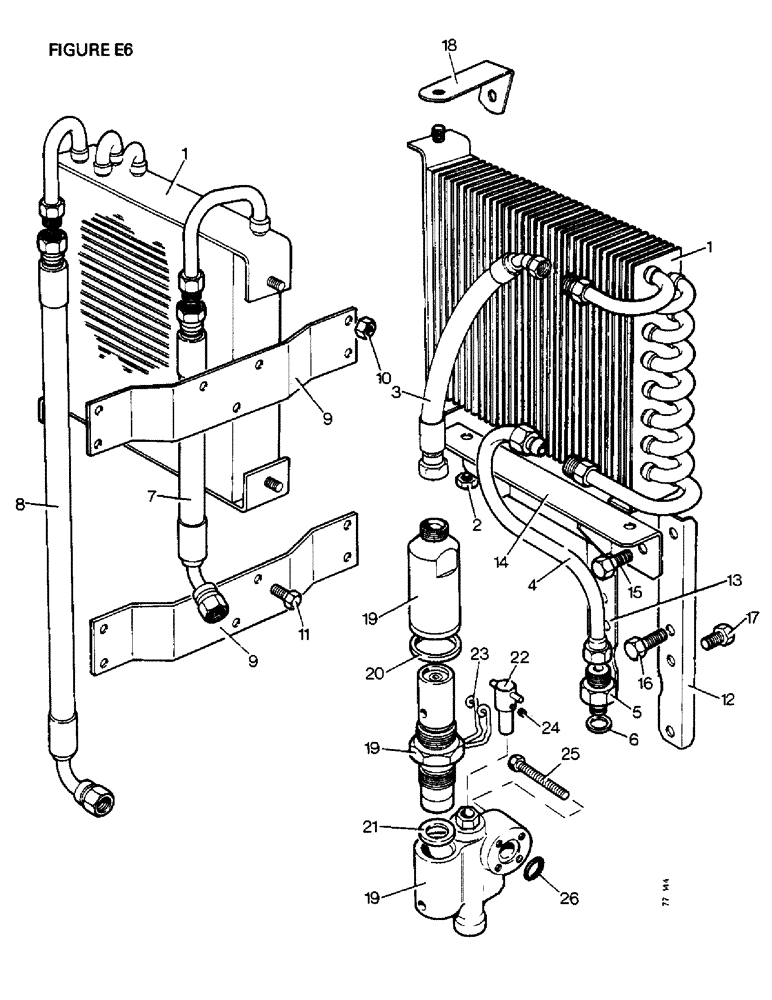 Схема запчастей Case IH 1412 - (E06-1) - SELECTAMATIC HYD.SYSTEM, TRANSMISSION OIL COOLER, 1412, 1412Q, 1412G, 1412SK (07) - HYDRAULIC SYSTEM