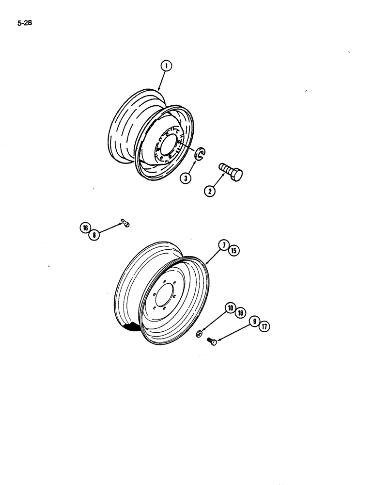 Схема запчастей Case IH 245 - (5-28) - FRONT WHEELS, MFD TRACTOR (05) - STEERING