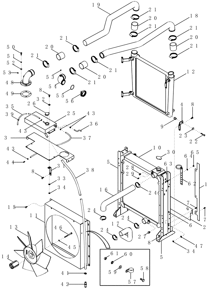 Схема запчастей Case IH PX240 - (02-01) - COOLING SYSTEM (02) - ENGINE