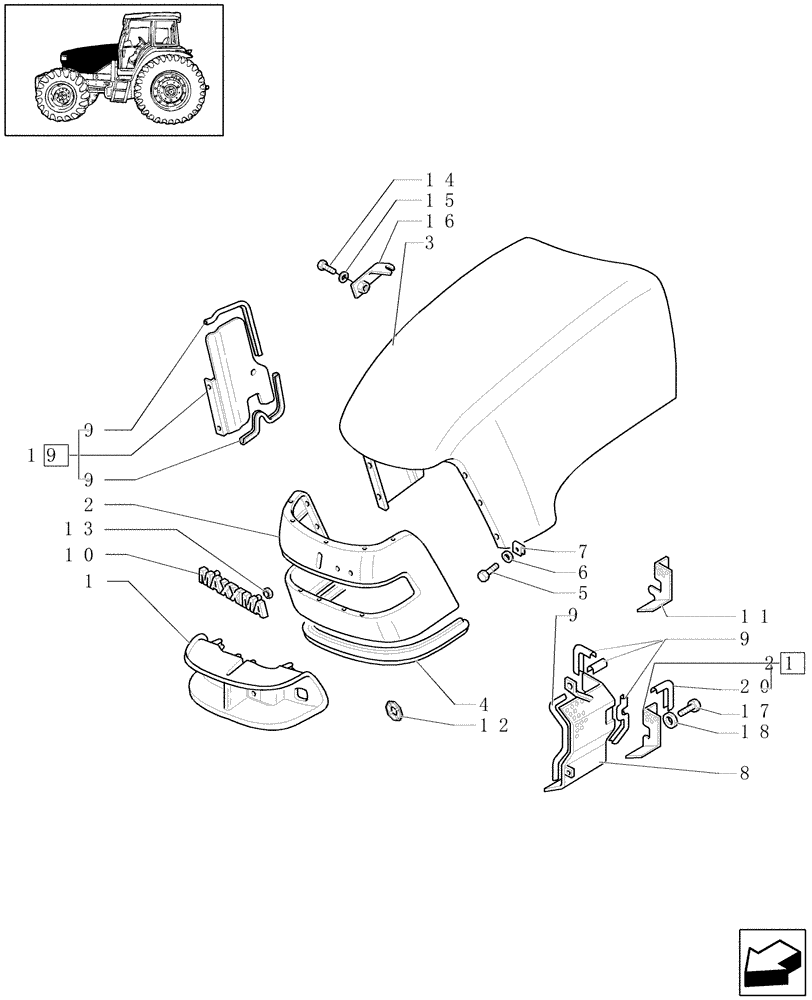 Схема запчастей Case IH JX1100U - (1.83.0[01]) - HOODS - PARTS (08) - SHEET METAL