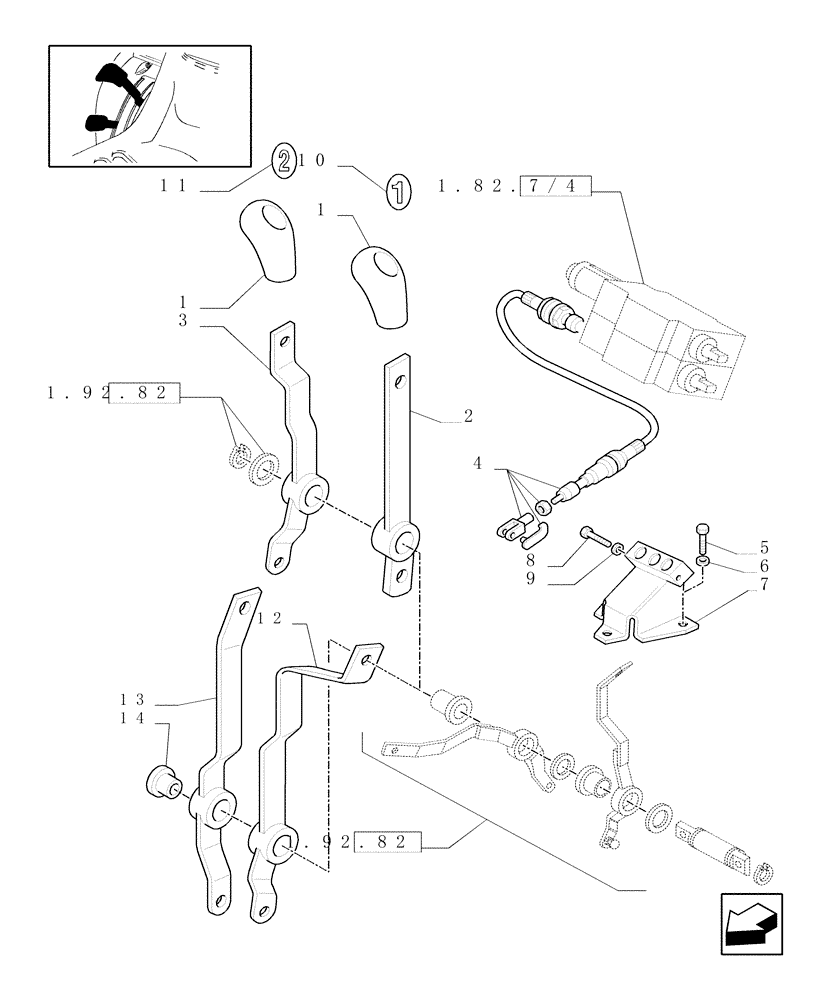 Схема запчастей Case IH JX1075C - (1.92.82/03) - (VAR.027) 2 REMOTE VALVES FOR MID-MOUNT AND MDC - LEVERS (10) - OPERATORS PLATFORM/CAB