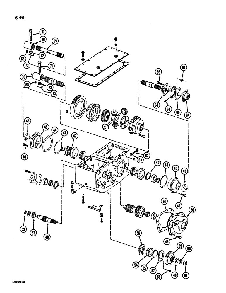 Схема запчастей Case IH 1844 - (6-46) - TRANSMISSION HOUSING, DIFFERENTIAL SHAFT AND INTERMEDIATE SHAFT (03) - POWER TRAIN