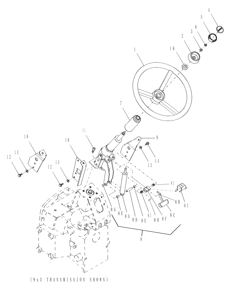 Схема запчастей Case IH DX33 - (04.03) - STEERING COLUMN, TILT (04) - FRONT AXLE & STEERING