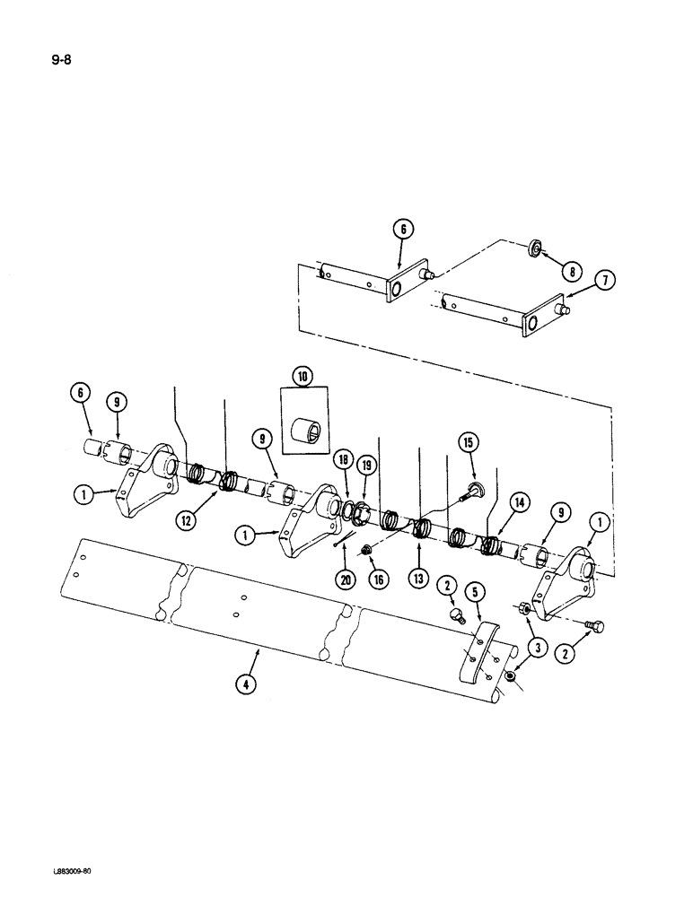 Схема запчастей Case IH 1590 - (9-008) - TINE BAR AND TINES, 1490 AND 1590 MOWER CONDITIONER (03) - CHASSIS/MOUNTED EQUIPMENT