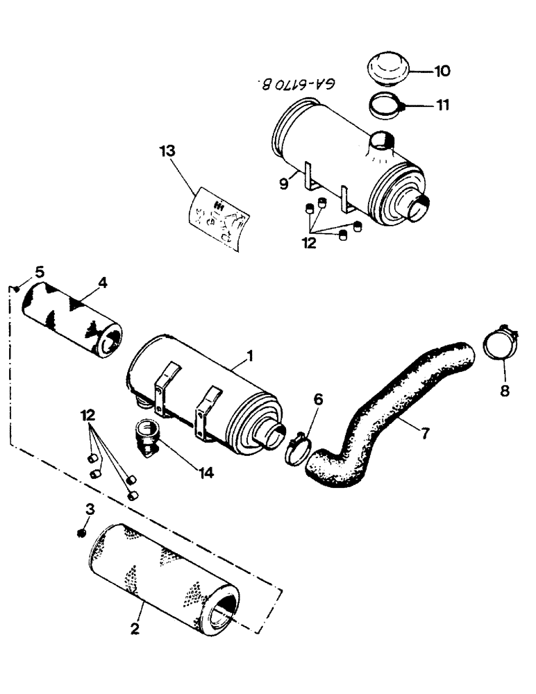 Схема запчастей Case IH 733 - (12-07) - DRY TYPE AIR CLEANER - 433/533/633/733 Power