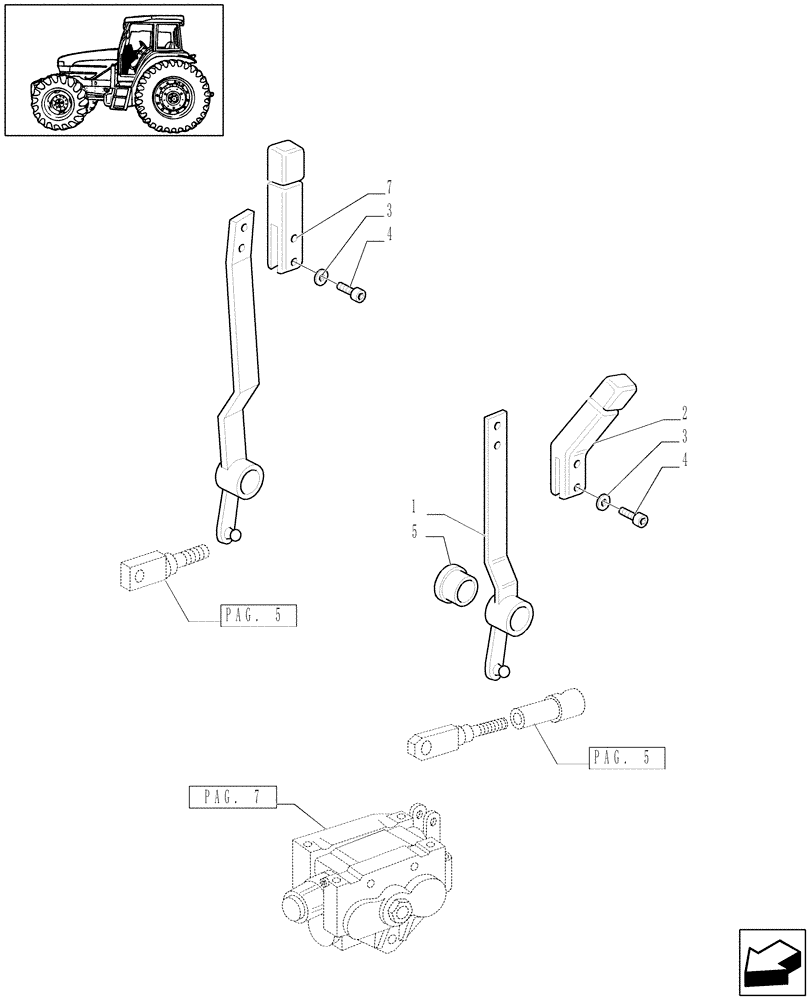 Схема запчастей Case IH JX1070U - (1.82.7[08]) - SINGLE-DOUBLE EFFECT DISTRIBUTOR - CONTROL LEVERS - D5631 (07) - HYDRAULIC SYSTEM