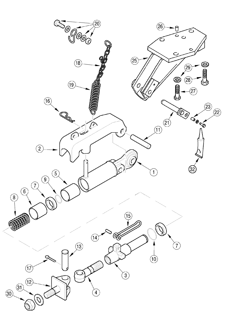 Схема запчастей Case IH MX110 - (09-71) - HITCH AUTOMATIC STABILIZER (09) - CHASSIS/ATTACHMENTS