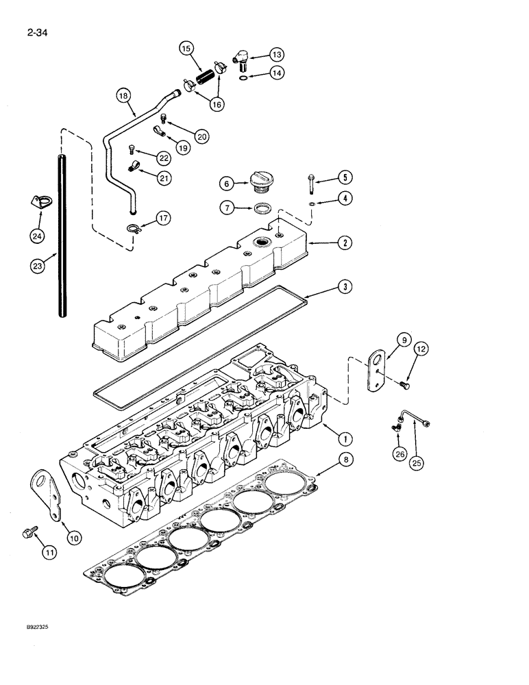 Схема запчастей Case IH 9230 - (2-034) - CYLINDER HEAD COVER, 6T-830 ENGINE, 6TA-830 ENGINE (02) - ENGINE