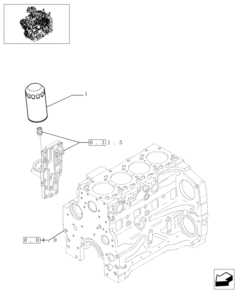 Схема запчастей Case IH JX1090U - (0.30.2) - OIL FILTERS (01) - ENGINE