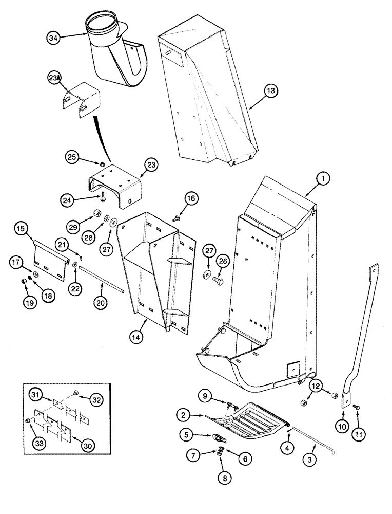 Схема запчастей Case IH 2555 - (09C-08) - DRUM OUTLETS - REAR - 5 ROW WIDE, NO. 4 (15) - HANDLING SYSTEM