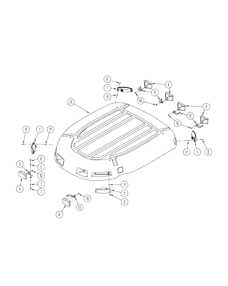 Схема запчастей Case IH STX440 - (09-17) - ROOF (09) - CHASSIS/ATTACHMENTS