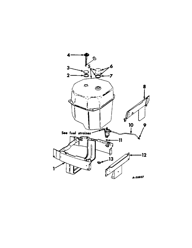 Схема запчастей Case IH 340 - (038) - FUEL SYSTEM, FUEL TANK, SUPPORTS AND PIPING FARMALL AND INTERNATIONAL 340 (02) - FUEL SYSTEM