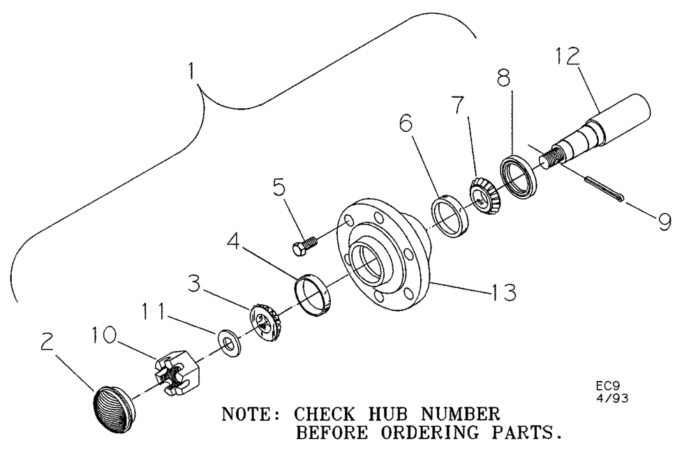 Схема запчастей Case IH 6750 - (44.100.01) - HUBS AND SPINDLES (09) - CHASSIS/ATTACHMENTS