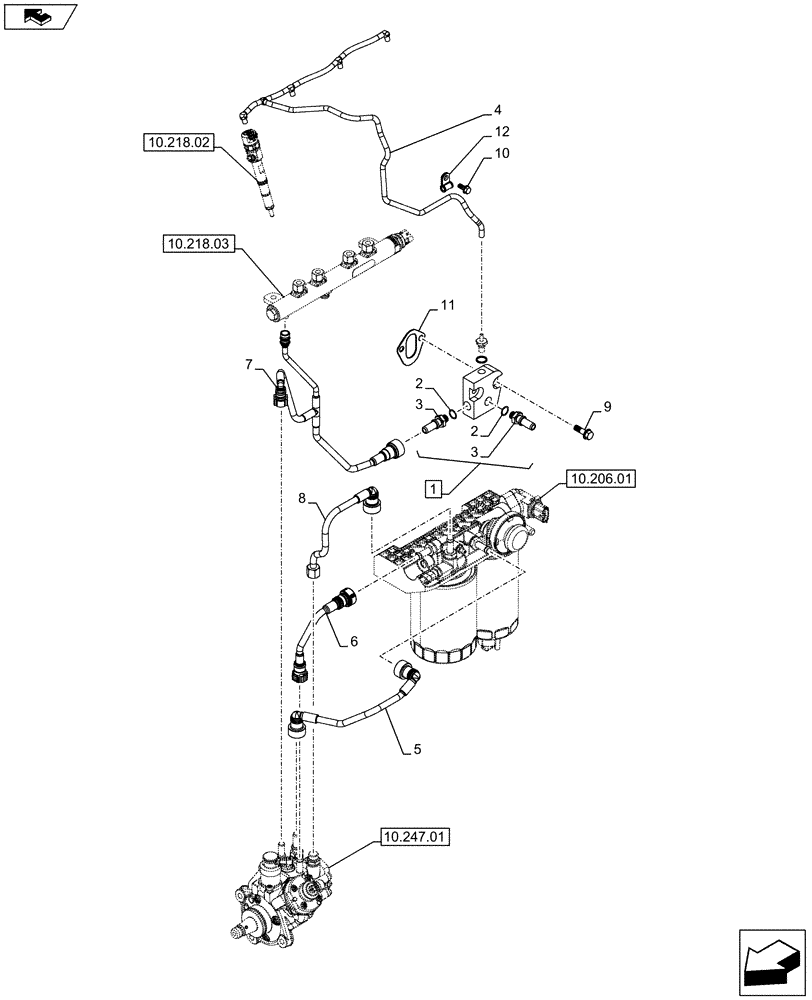 Схема запчастей Case IH F5DFL413A A001 - (10.218.01) - PIPING - FUEL (5801515494) (10) - ENGINE