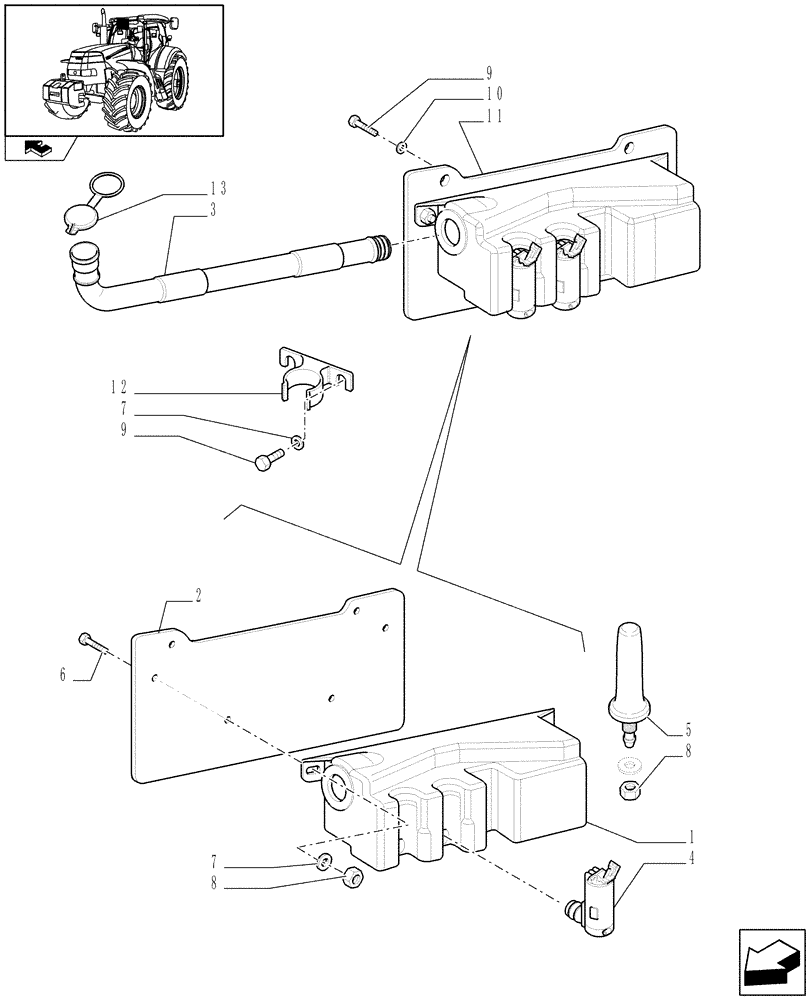 Схема запчастей Case IH PUMA 195 - (1.91.5[01]) - WINDSHIELD WIPER TANK (10) - OPERATORS PLATFORM/CAB