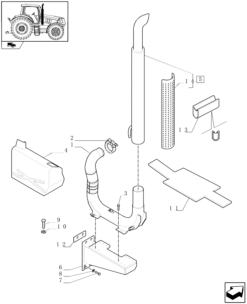 Схема запчастей Case IH PUMA 225 - (1.15.1/01[01]) - SILENCER - C6694 (02) - ENGINE EQUIPMENT