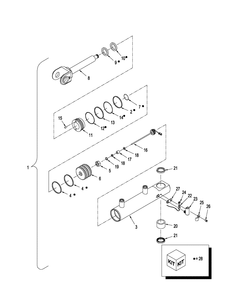 Схема запчастей Case IH STX280 - (05-09[01]) - CYLINDER ASSY - STEERING, WITH SENSOR, ASN Z7F105371 (05) - STEERING