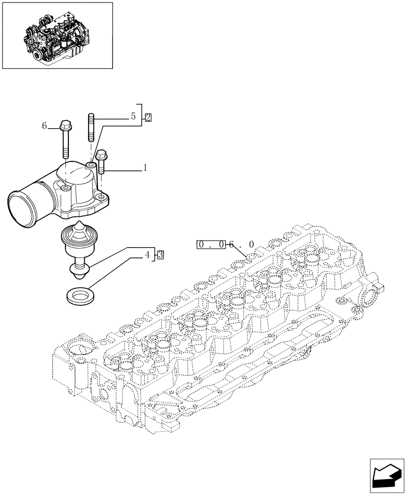 Схема запчастей Case IH F4HE9684D J100 - (0.32.6[01]) - THERMOSTAT - ENGINE COOLING SYSTEM (504142626 - 504031458) 