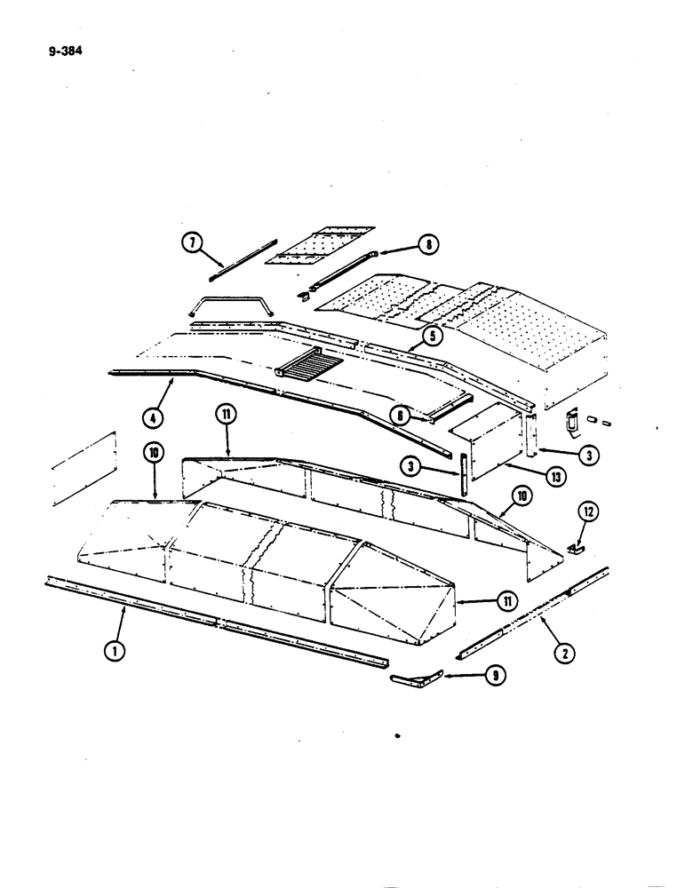 Схема запчастей Case IH 782 - (9-384) - BASKET COVER (09) - CHASSIS ATTACHMENTS