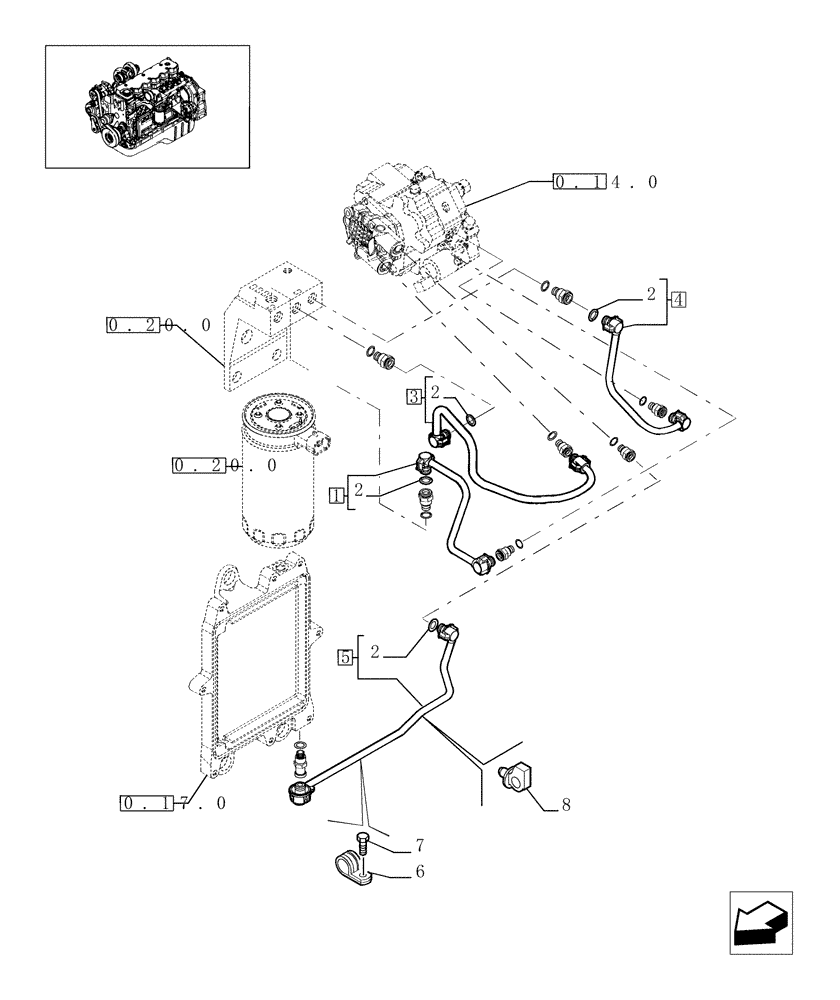 Схема запчастей Case IH F4HE9684J J102 - (0.20.3[01]) - PIPING - FUEL (504087128 - 504092327) 