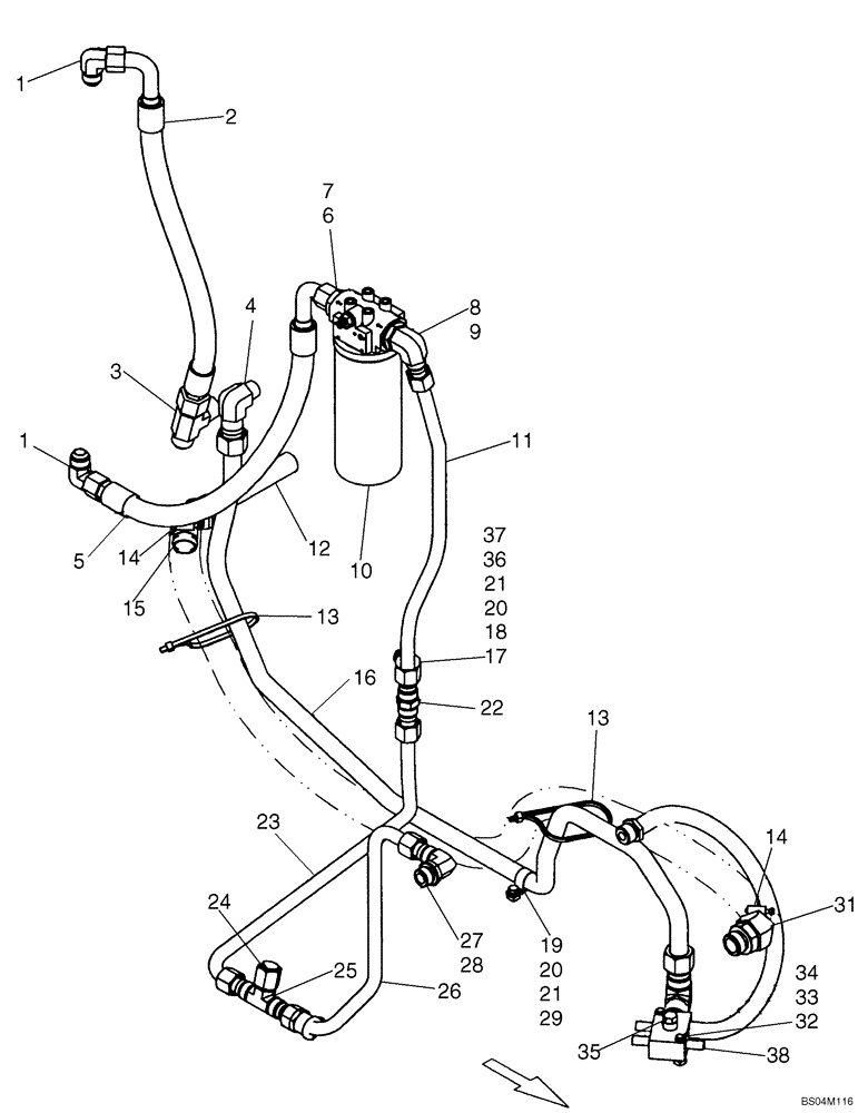 Схема запчастей Case IH 440 - (06-02) - HYDROSTATICS - PUMP, SUPPLY AND RETURN (440) (06) - POWER TRAIN