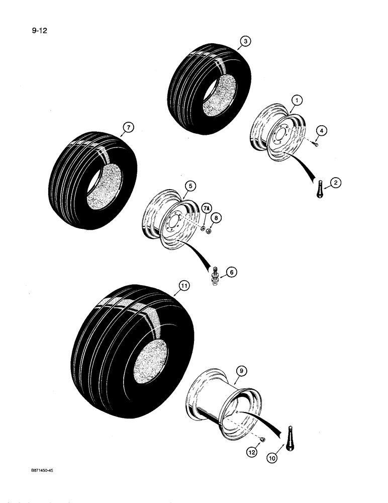 Схема запчастей Case IH 8600 - (9-012) - WHEELS AND TIRES (09) - CHASSIS/ATTACHMENTS