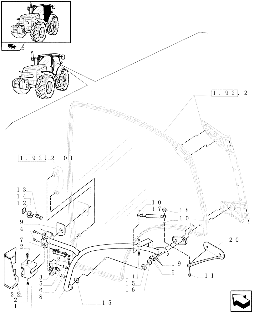 Схема запчастей Case IH MAXXUM 115 - (1.92.2[02]) - DOORS (10) - OPERATORS PLATFORM/CAB