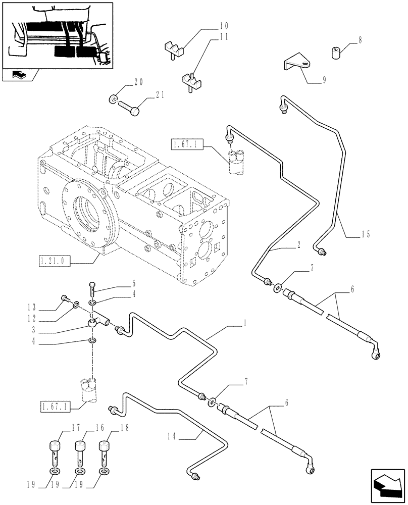 Схема запчастей Case IH JX95 - (1.92.68[02A]) - BRAKE PIPING - D6376 (10) - OPERATORS PLATFORM/CAB