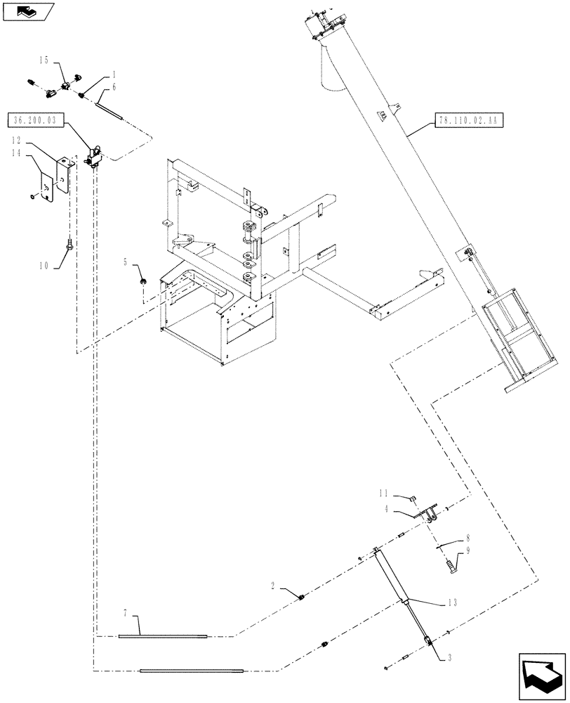 Схема запчастей Case IH 810 - (36.200.02) - 8" AUGER PNEUMATIC CLEAN OUT DOOR CONTROL (36) - PNEUMATIC SYSTEM