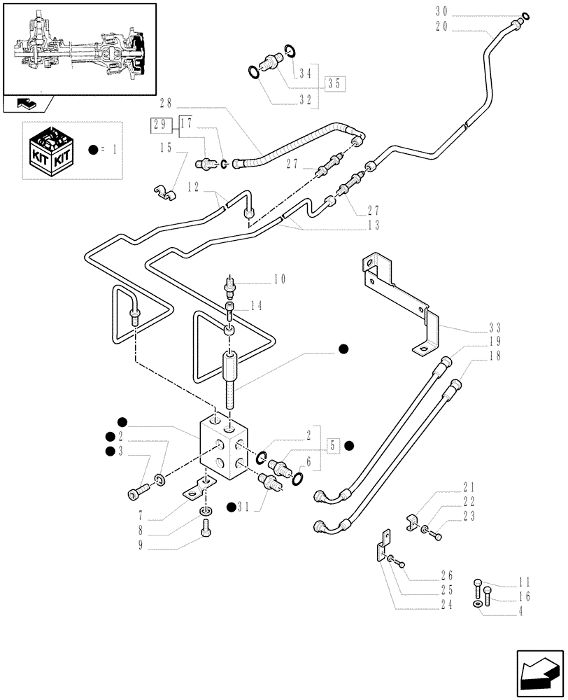 Схема запчастей Case IH PUMA 115 - (1.40. 6/14[03]) - 4WD (CL.3) FRONT AXLE WITH LIMITED SLIP DIFF. L/ST. SENSOR W/BRAKES - VALVE AND PIPES - C6366 (VAR.330425) (04) - FRONT AXLE & STEERING