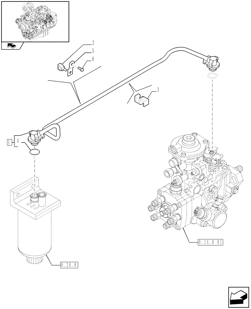 Схема запчастей Case IH F4GE9684D J603 - (0.20.3) - PIPING - FUEL (504362725) 