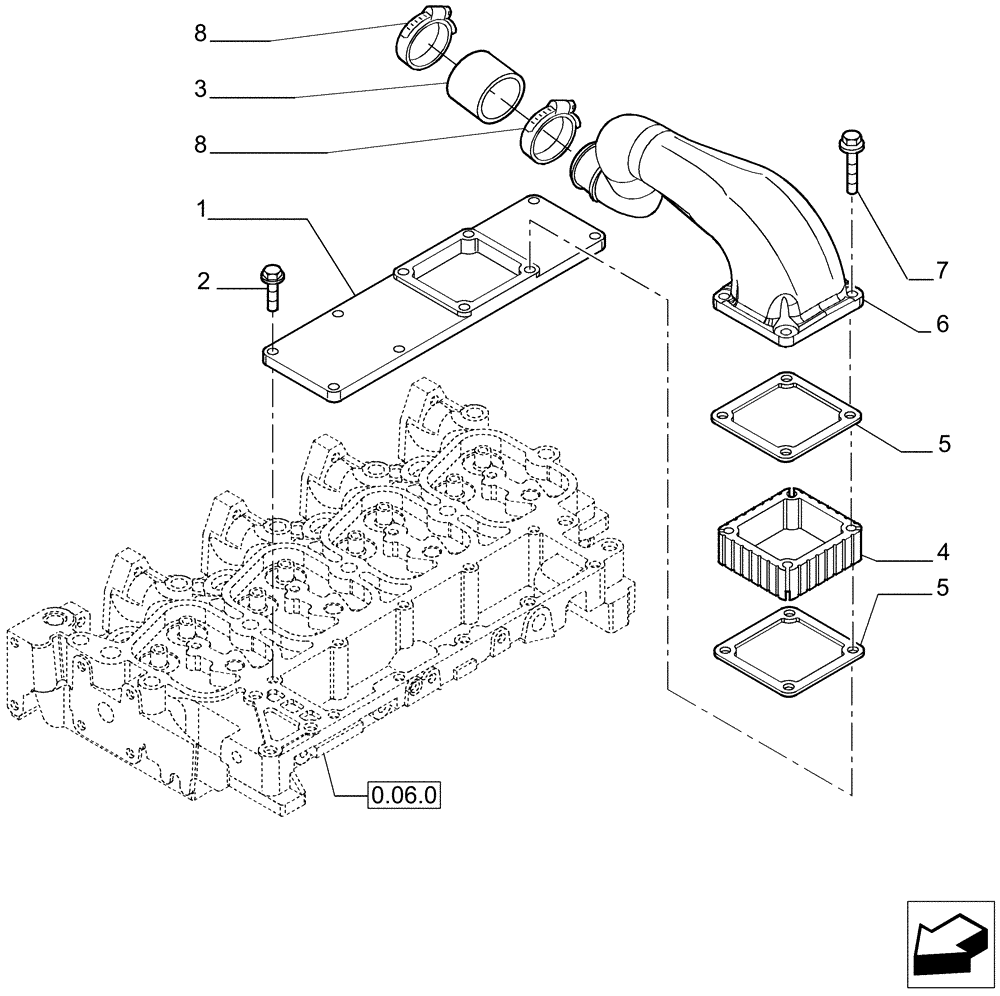 Схема запчастей Case IH P70 - (0.07.1/1[01]) - INTAKE MANIFOLD - P85 (02) - ENGINE