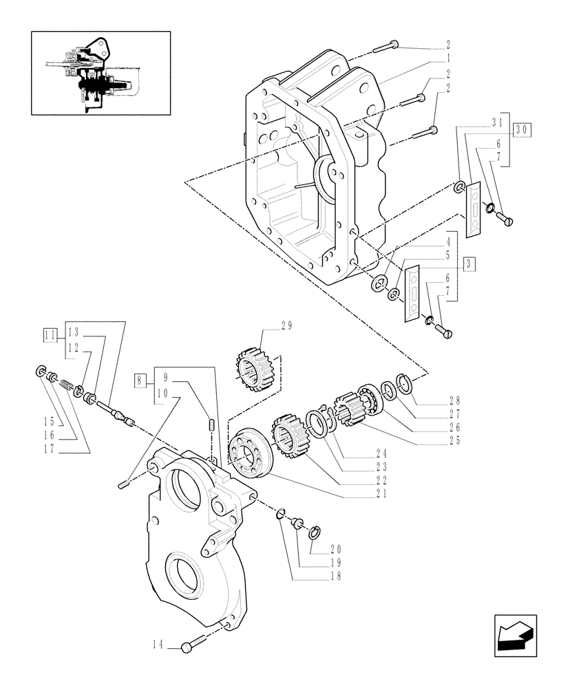 Схема запчастей Case IH MXU110 - (1.80.1/02[01]) - (VAR.817) POWER TAKE-OFF 540/750/1000 RPM - COVER AND RELATED PARTS (07) - HYDRAULIC SYSTEM